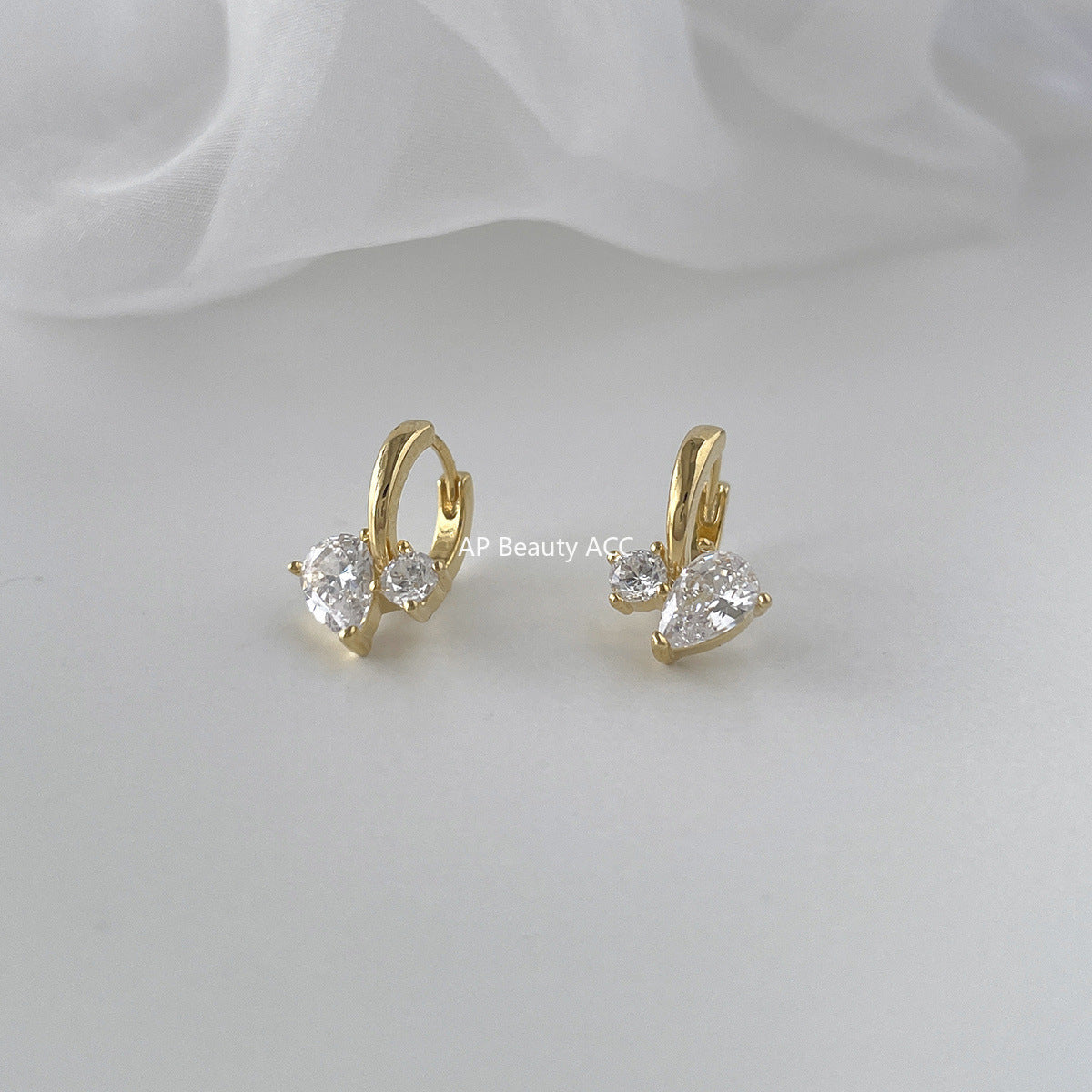 A관 - 925 은침 물방울 큐빅 링 귀걸이 [EH-4001] 25.10-1