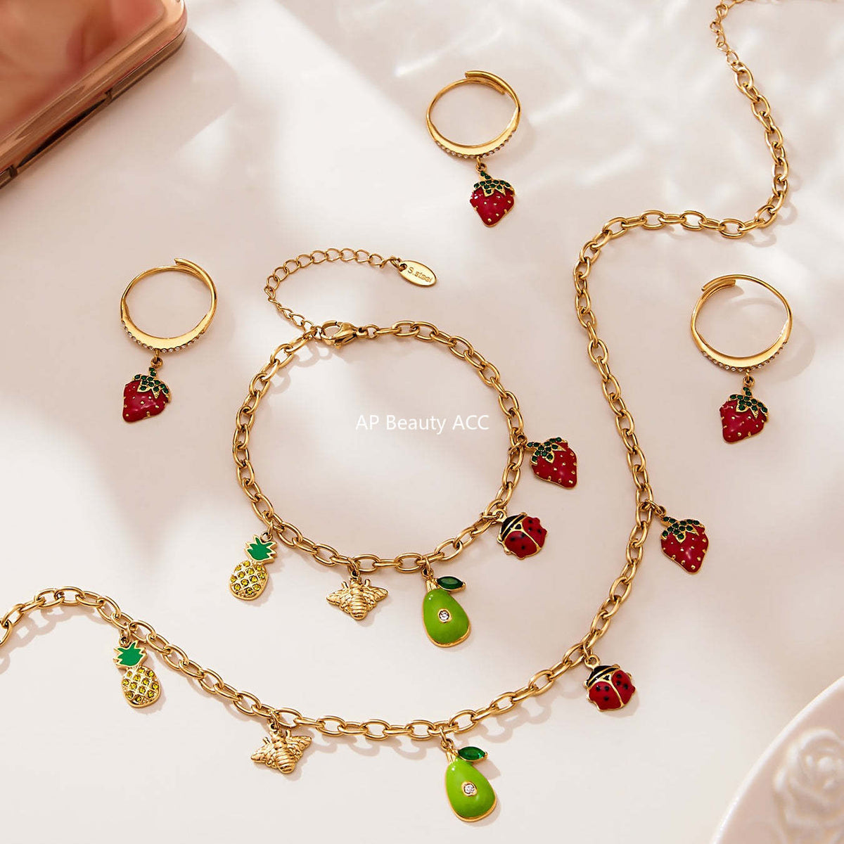 D관 - 스테인리스 스틸 큐빅 과일 열기구 지구본 펜던트 목걸이 팔찌 반지 [TXP422] 25.10-4