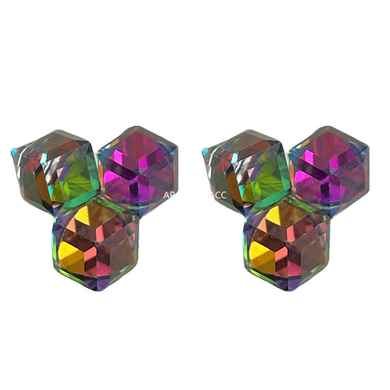 C관 - 컬러 글라스 크리스탈 입체 사탕 모양 귀걸이 [4617] 24.07-3