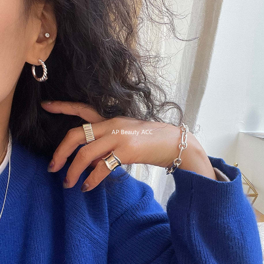 F관 - 925 실버 스트랩 모양 귀걸이 [C874] 25.12-1