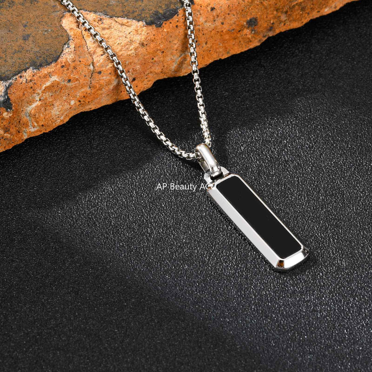 G관 - 스테인리스 호안석 바형 플레이트 펜던트 목걸이 [PN-2226] 25.11-2