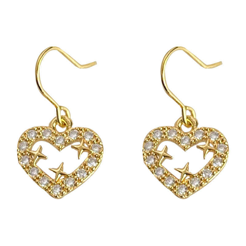 C관 - 업그레이드 18K 도금 큐빅 미니 하트 은침 귀걸이 [3715] 24.04-4