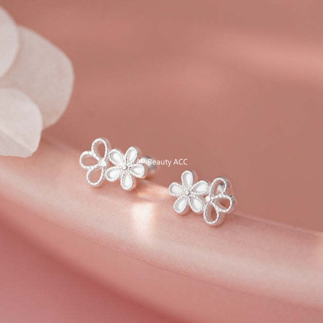B관 - 999 실버 플라워 피어싱 귀걸이 [YC3208E_1] 25.10-2