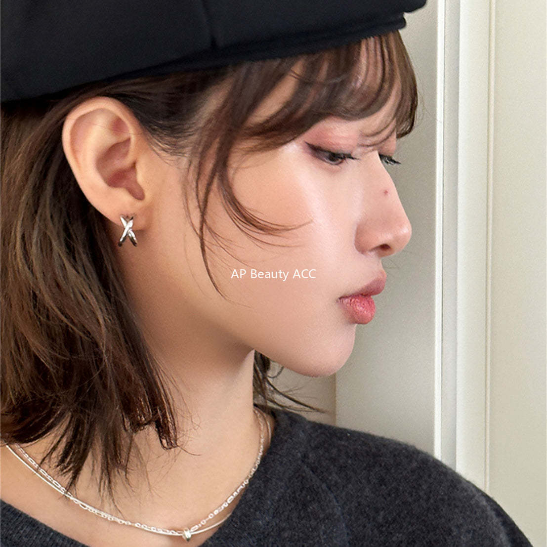 A관 - 925 은침 교차 크로스 심플 귀걸이 [EH-2503] 25.03-2