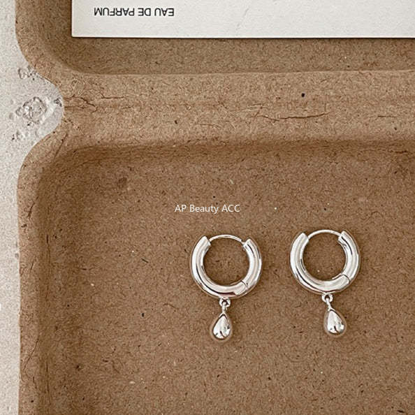 A관 - 물방울 모양 펜던트 925 은침 링 귀걸이 [EH-4435] 25.12-2