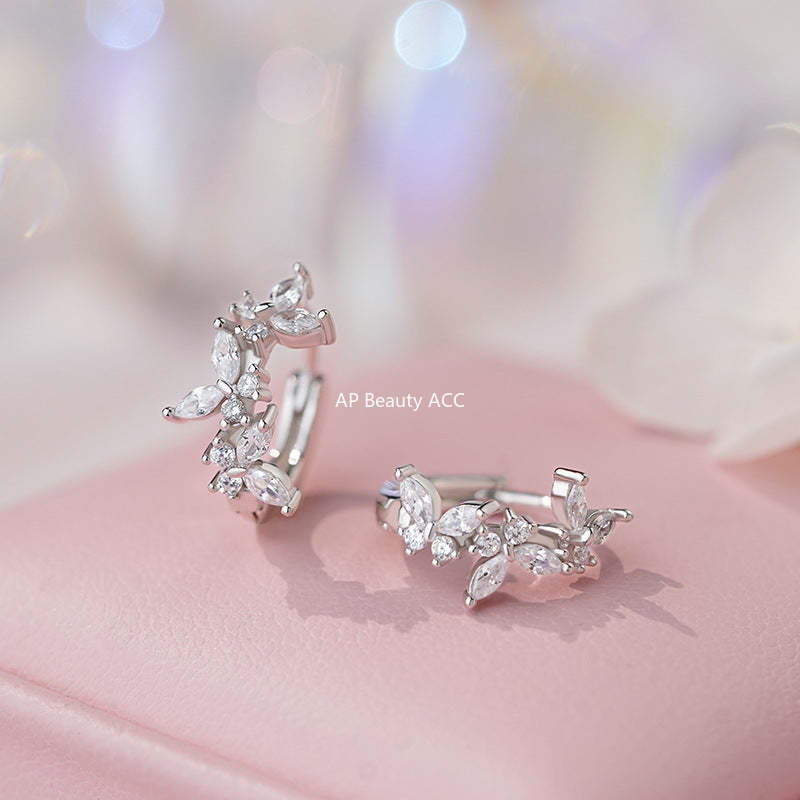 B관 - 999 실버 큐빅 나비 디자인 링 귀걸이 [YC7071E_1] 25.10-5