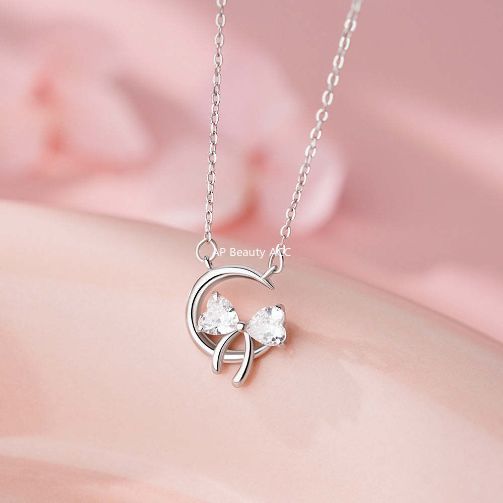 B관 - 925 실버 달 리본 펜던트 목걸이 [YC2587N_1] 25.12-1