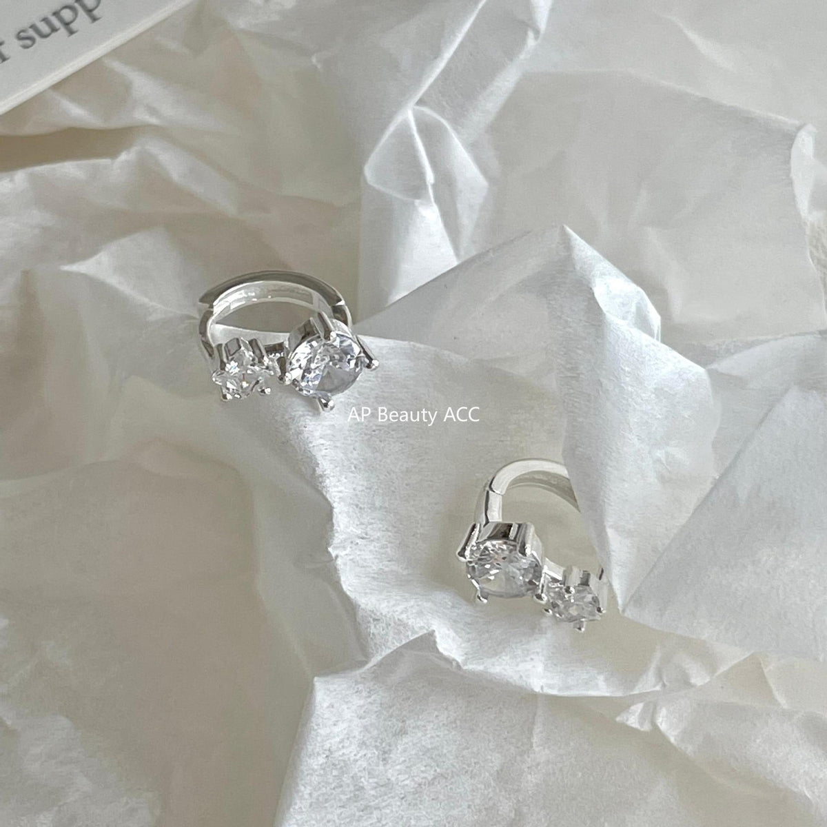 F관 - 925 실버 큐빅 디자인 링 귀걸이 [C1419] 25.11-1