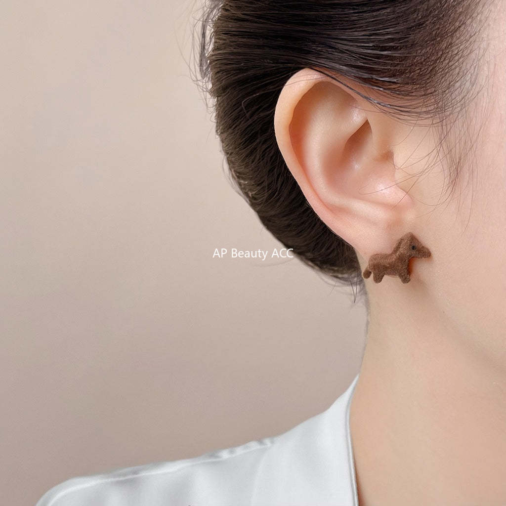 C관 - 925 은침 플록킹 벨벳 조랑말 귀걸이 [6995] 25.10-5