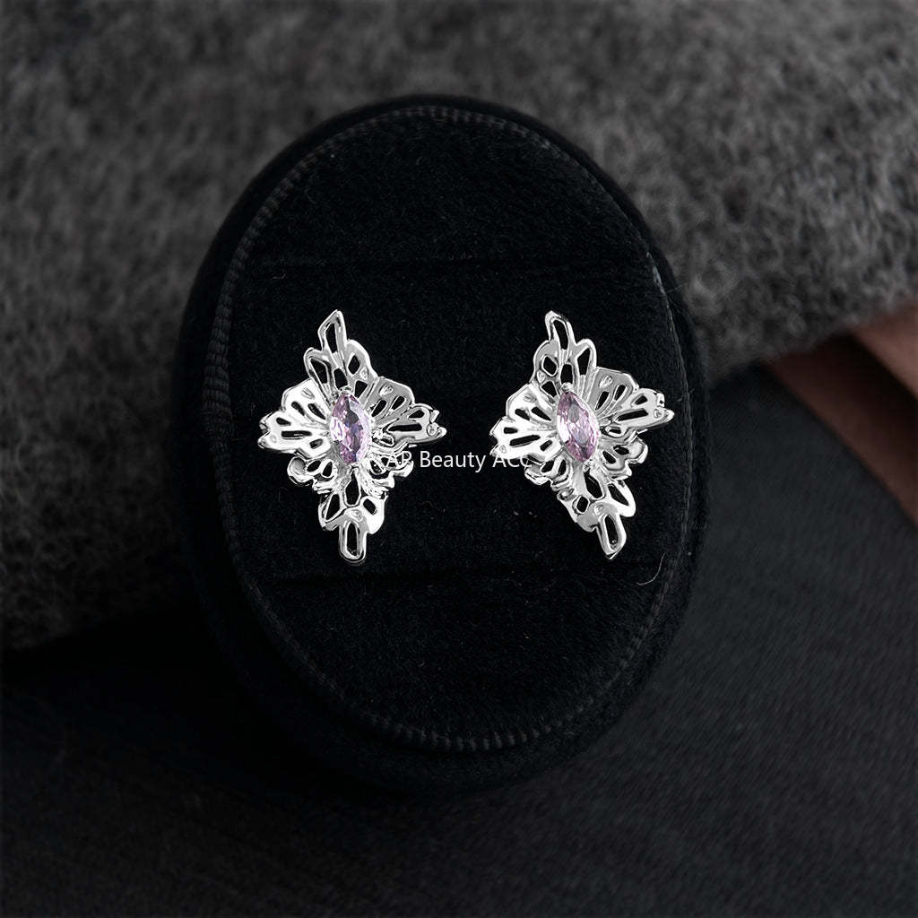 C관 - 925 은침 입체 플라워 큐빅 귀걸이 [7243] 25.12-3