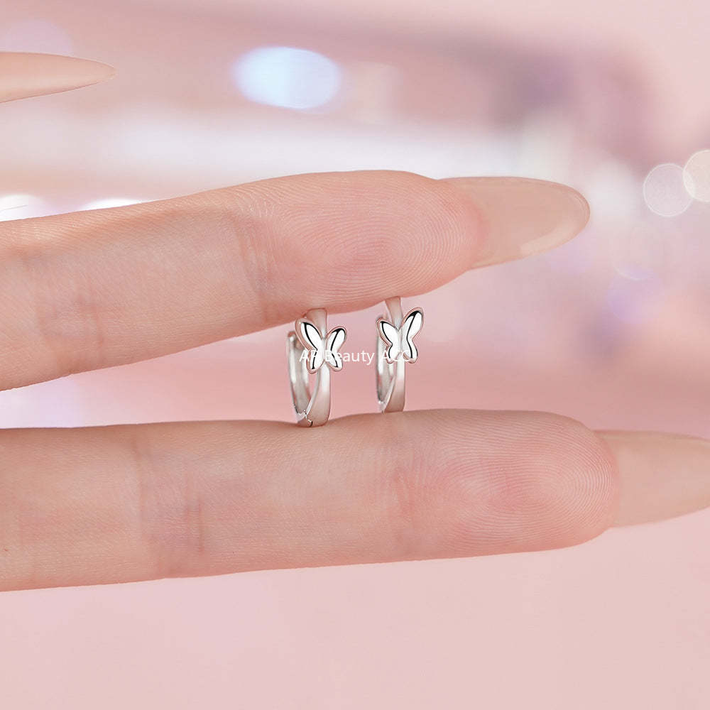 B관 - 925 실버 나비 디자인 링 후프 귀걸이 [YC9500E] 25.12-3