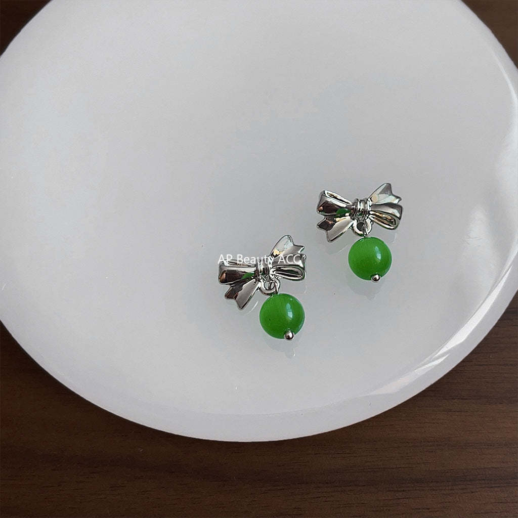 C관 - 고급스러운 글라스 묘안석 귀걸이 숲 속 스타일 귀걸이 [2395] 24.04-2
