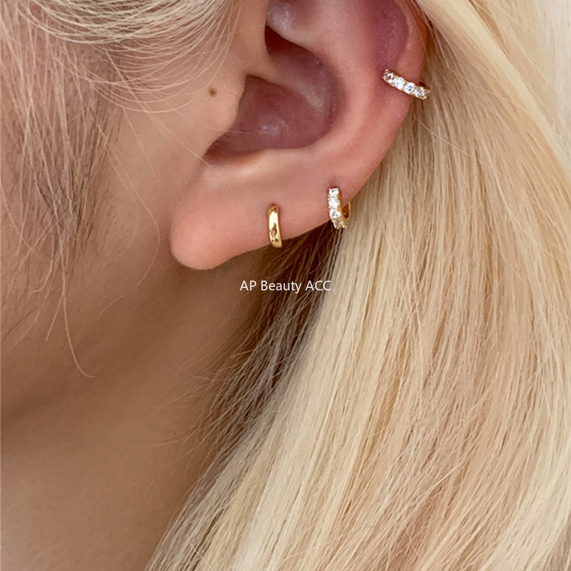 A관 - 925 실버 심플 미니 큐빅 링 귀걸이 [EH-4209] 25.10-3