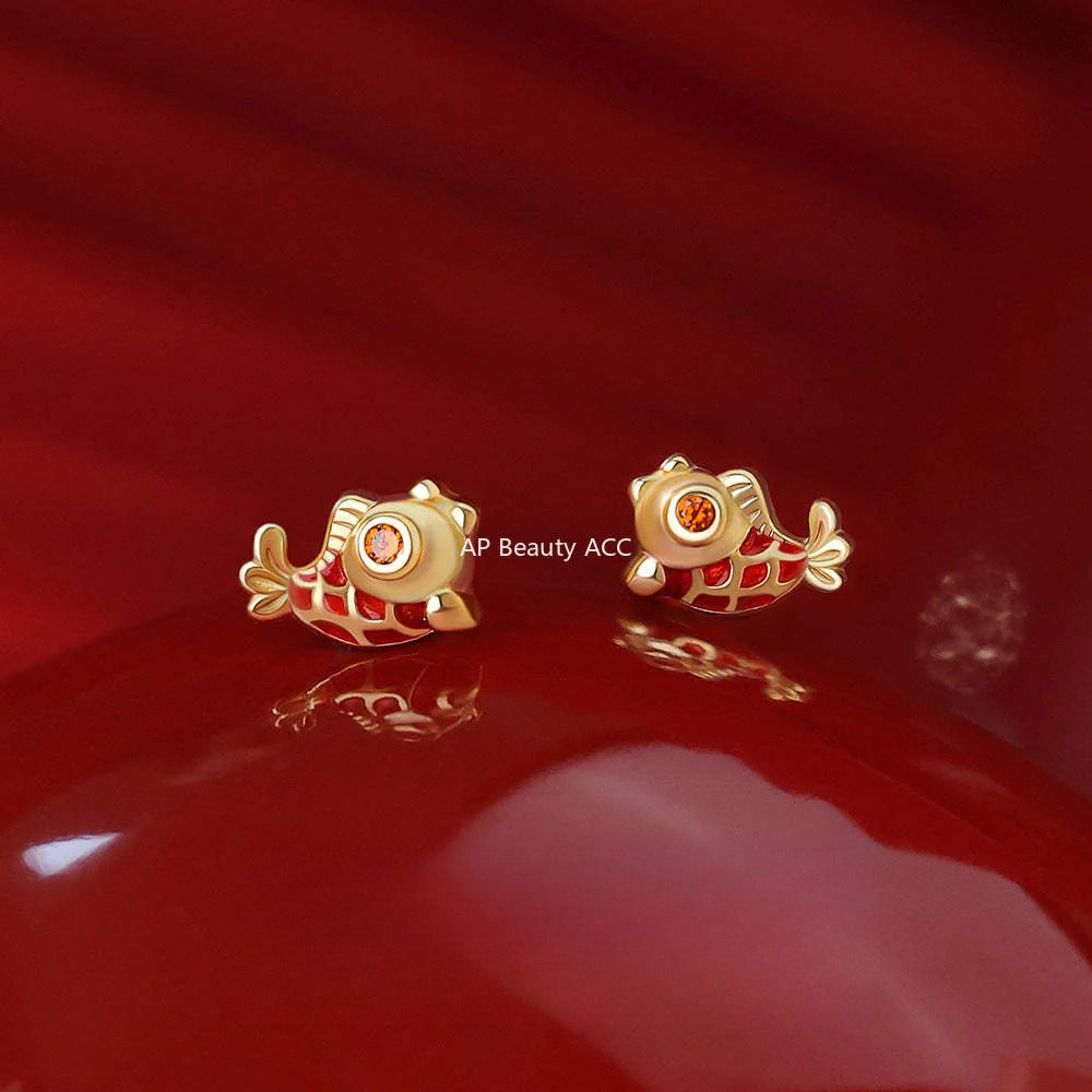 B관 - 999 실버 금붕어 물고기 행운 귀걸이 [YC2856E_1] 25.12-3