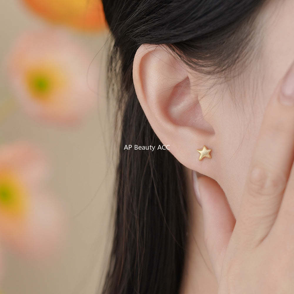 B관 - 999 실버 샌딩 불규칙 별 모양 귀걸이 [YC3448E_1] 25.11-4