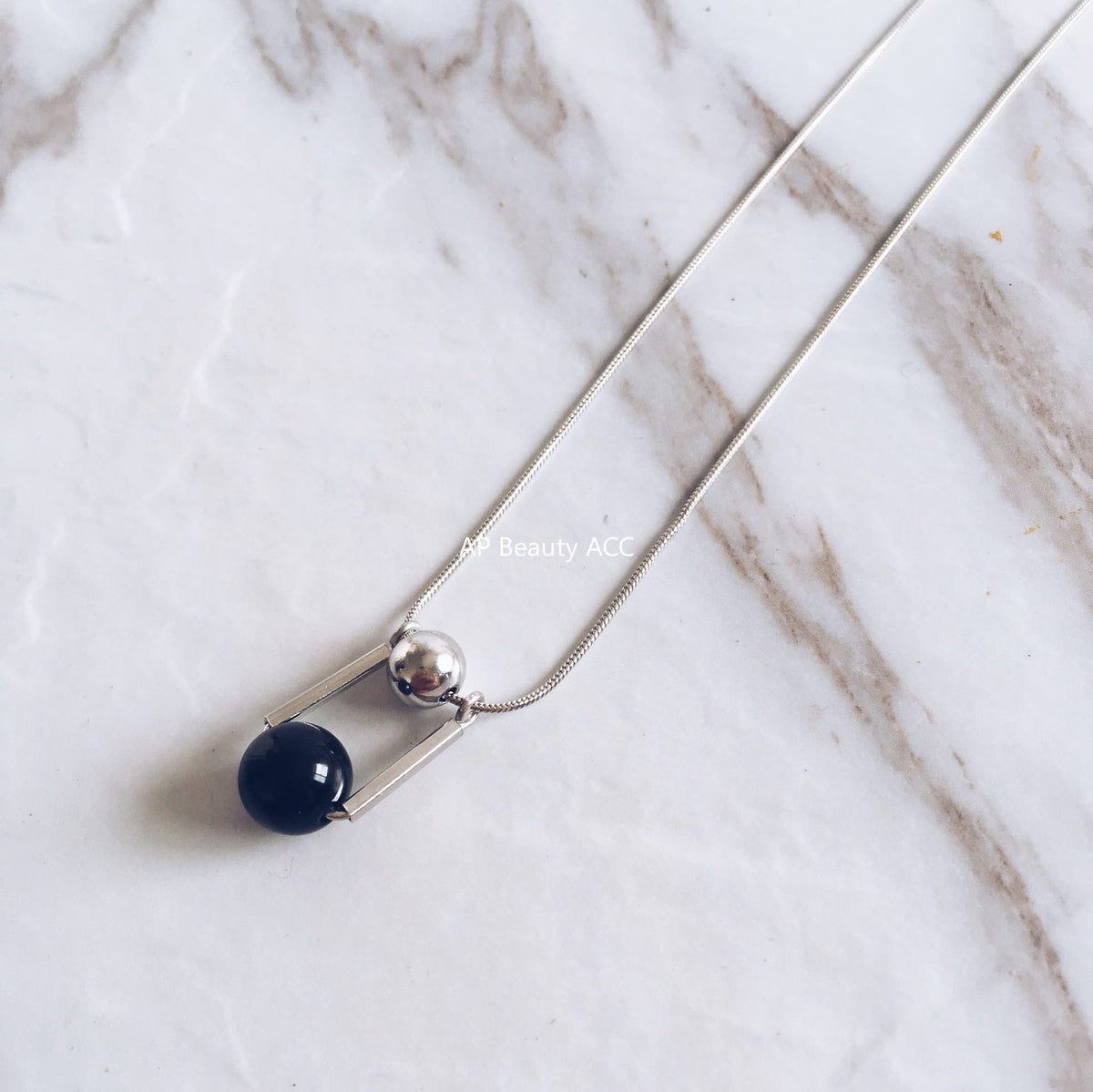 F관 - 925 실버 블랙 오닉스 목걸이 [B99] 25.10-1