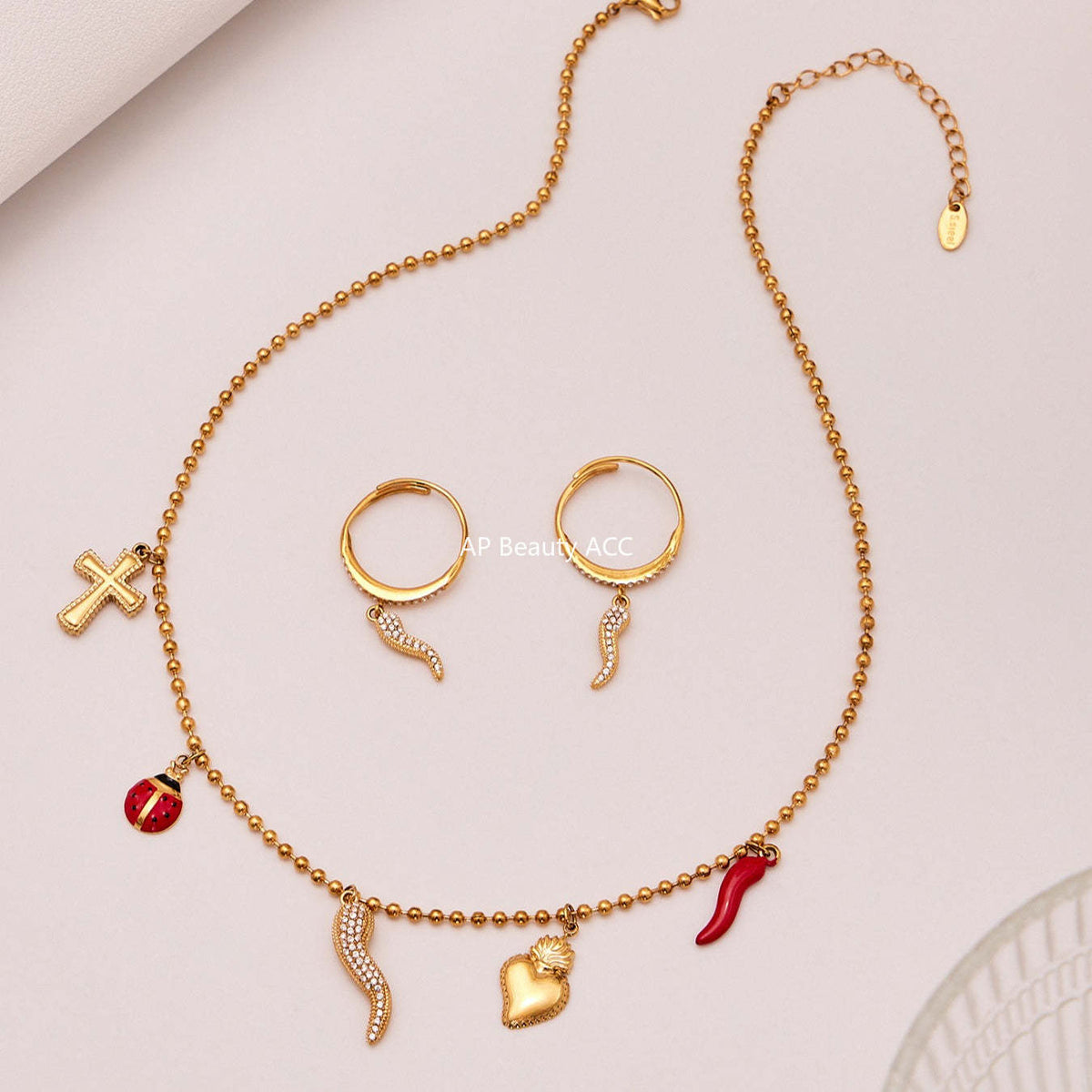 D관 - 스테인리스 스틸 큐빅 체리 딸기 펜던트 목걸이 팔찌 반지 [TXP437] 25.10-4