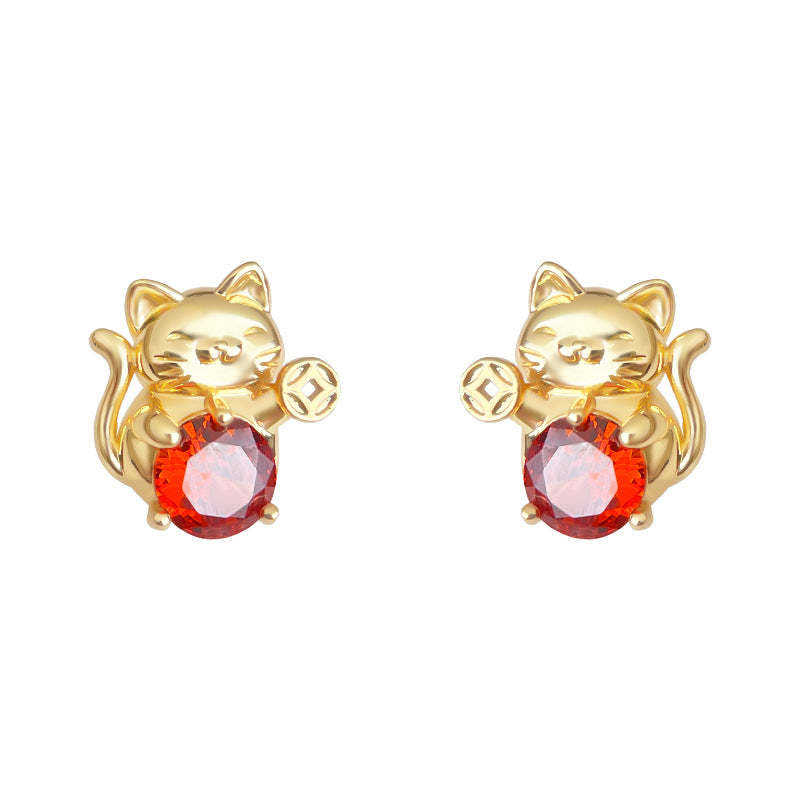 C관 - 925 은침 큐빅 고양이 모양 행운 귀걸이 [6990] 25.10-5
