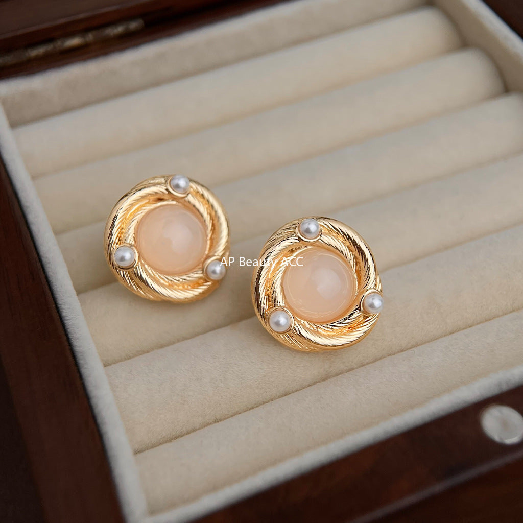 C관 - 14K 도금 기하 디자인 925 은침 귀걸이 [5481] 25.04-1