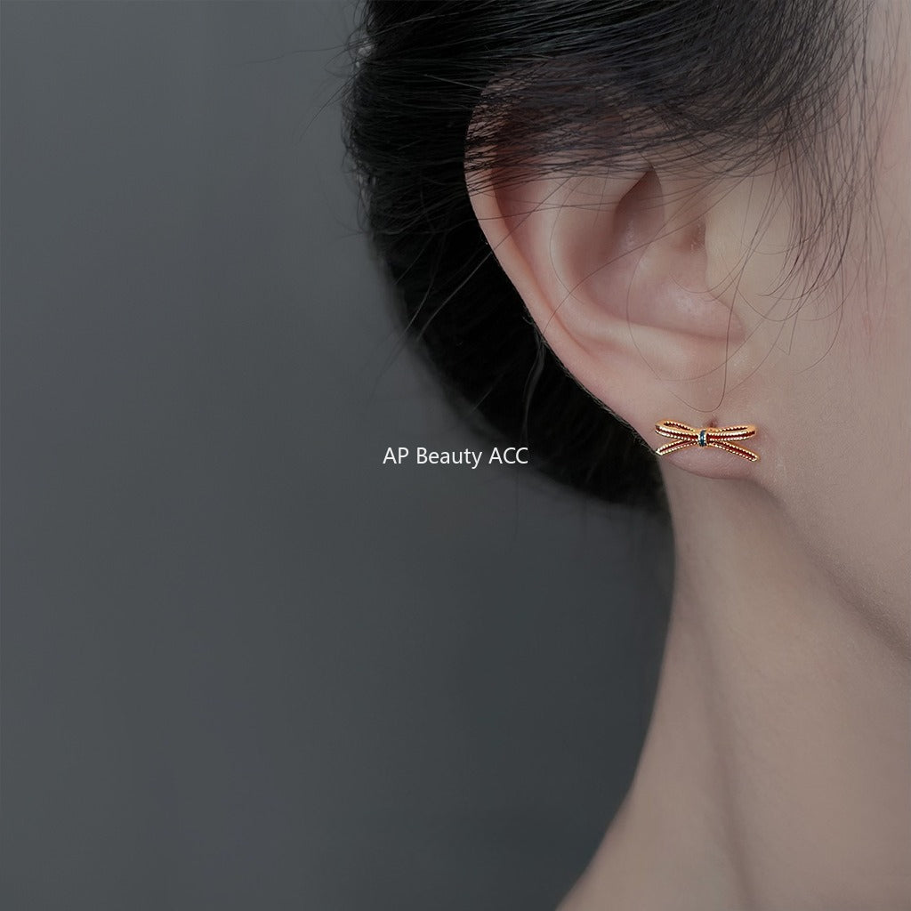 C관 - 925 은침 미니 와인 레드 리본 귀걸이 [6909] 25.10-2