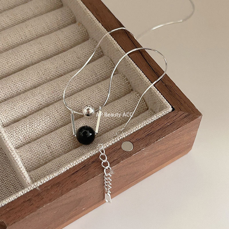 F관 - 925 실버 블랙 오닉스 목걸이 [B99] 25.10-1