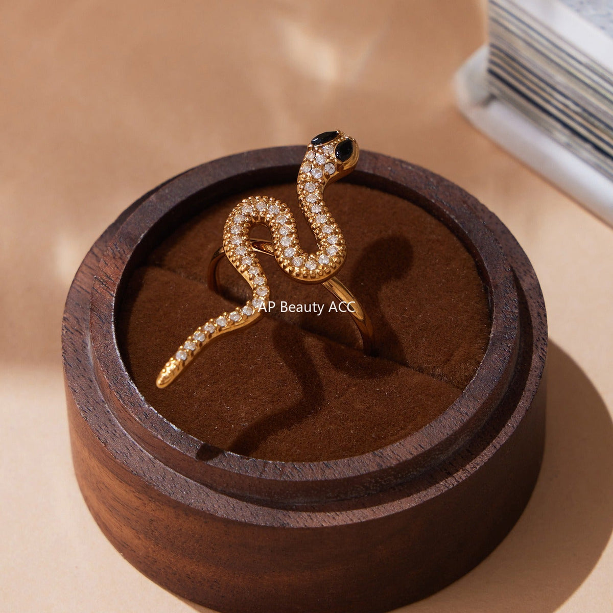 D관 - 18K 도금 스테인리스 스틸 큐빅 뱀 디자인 반지 귀걸이 [TXF412] 25.10-1