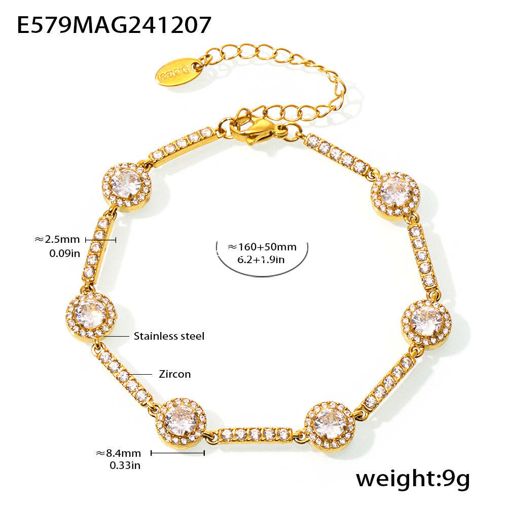 D관 - 18K 골드 도금 스테인리스 스틸 핸드메이드 큐빅 팔찌 [E575-E582] 24.12-2