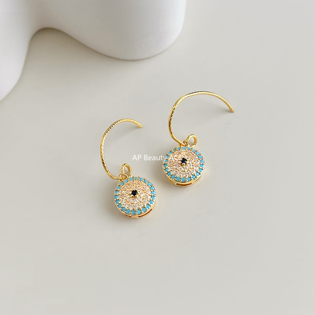 C관 - 핸드메이드 풀 큐빅 원형 후크 귀걸이 [7051] 25.11-2