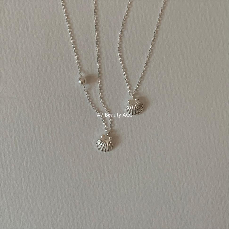 F관 - 925 실버 조개 펜던트 진주 목걸이 [B1189] 25.09-3