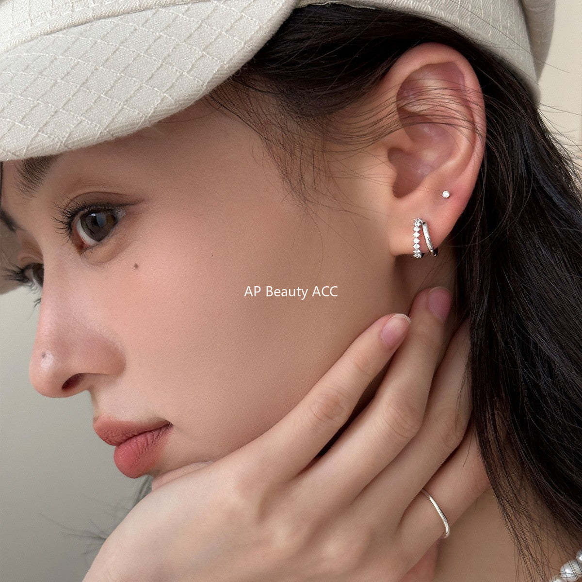A관 - 빈티지 큐빅 925 은침 후프 귀걸이 [EH-3659] 25.08-3