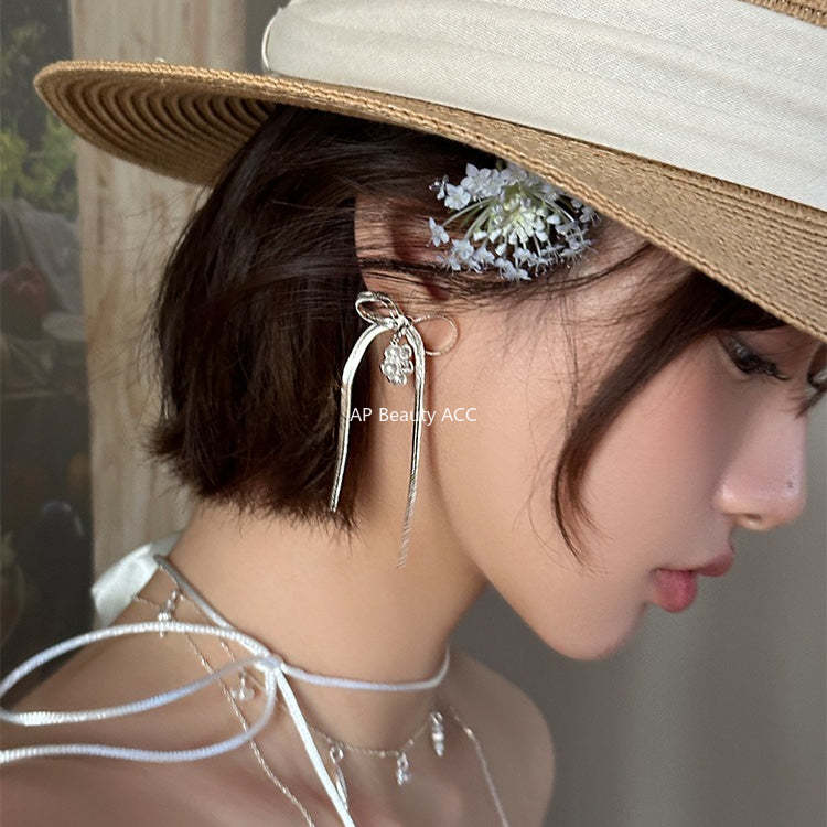 A관 - 진주 플라워 리본 드롭 디자인 귀걸이 [EH-4139] 25.10-5