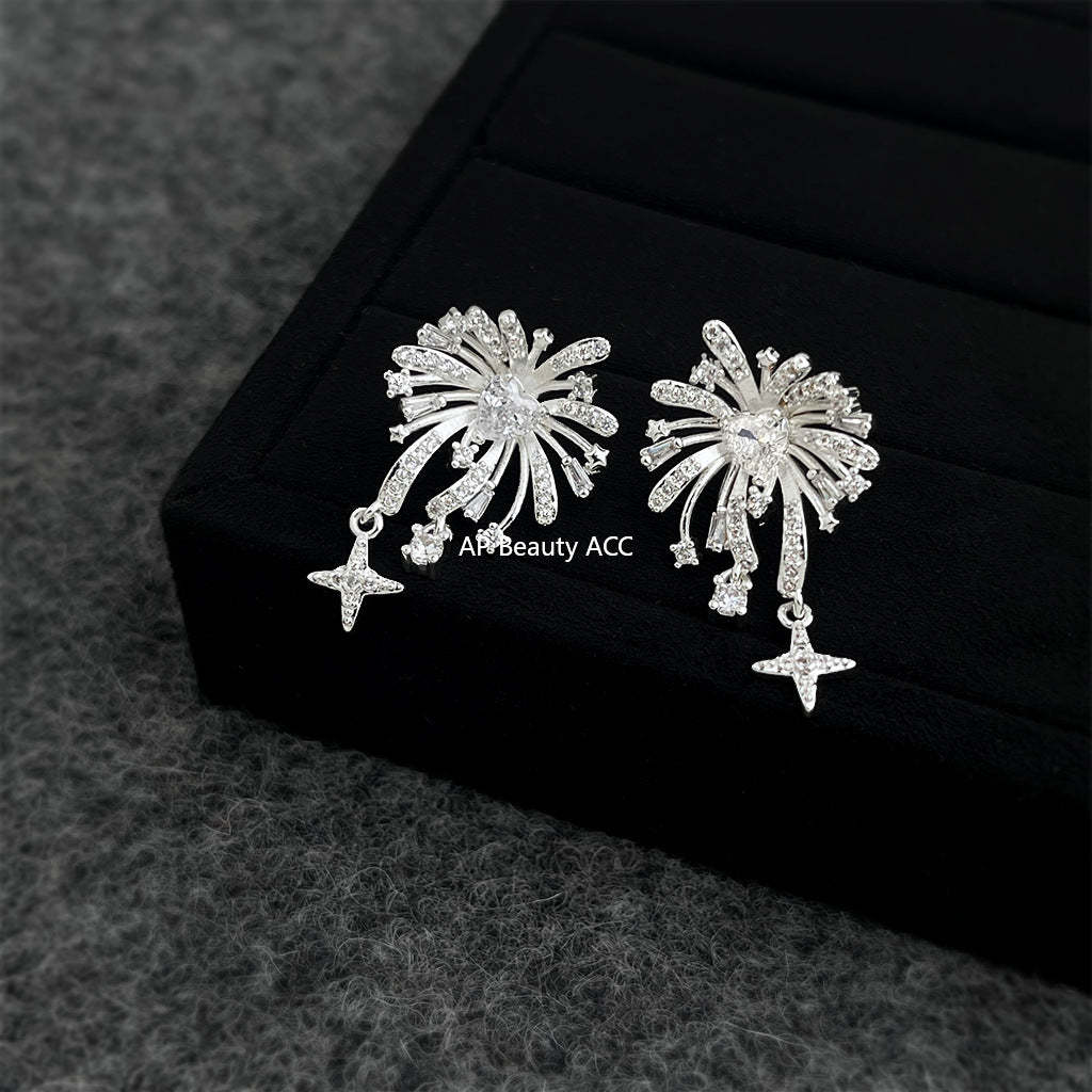 C관 - 925 은침 별 불꽃 모양 드롭 귀걸이 [7022] 25.11-1