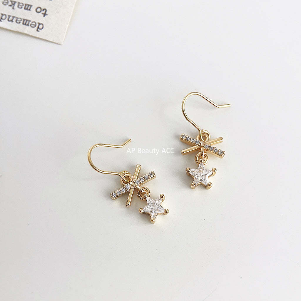 C관 - 업그레이드 18K 도금 큐빅 리본 고급스러운 귀걸이 [3784] 24.04-4