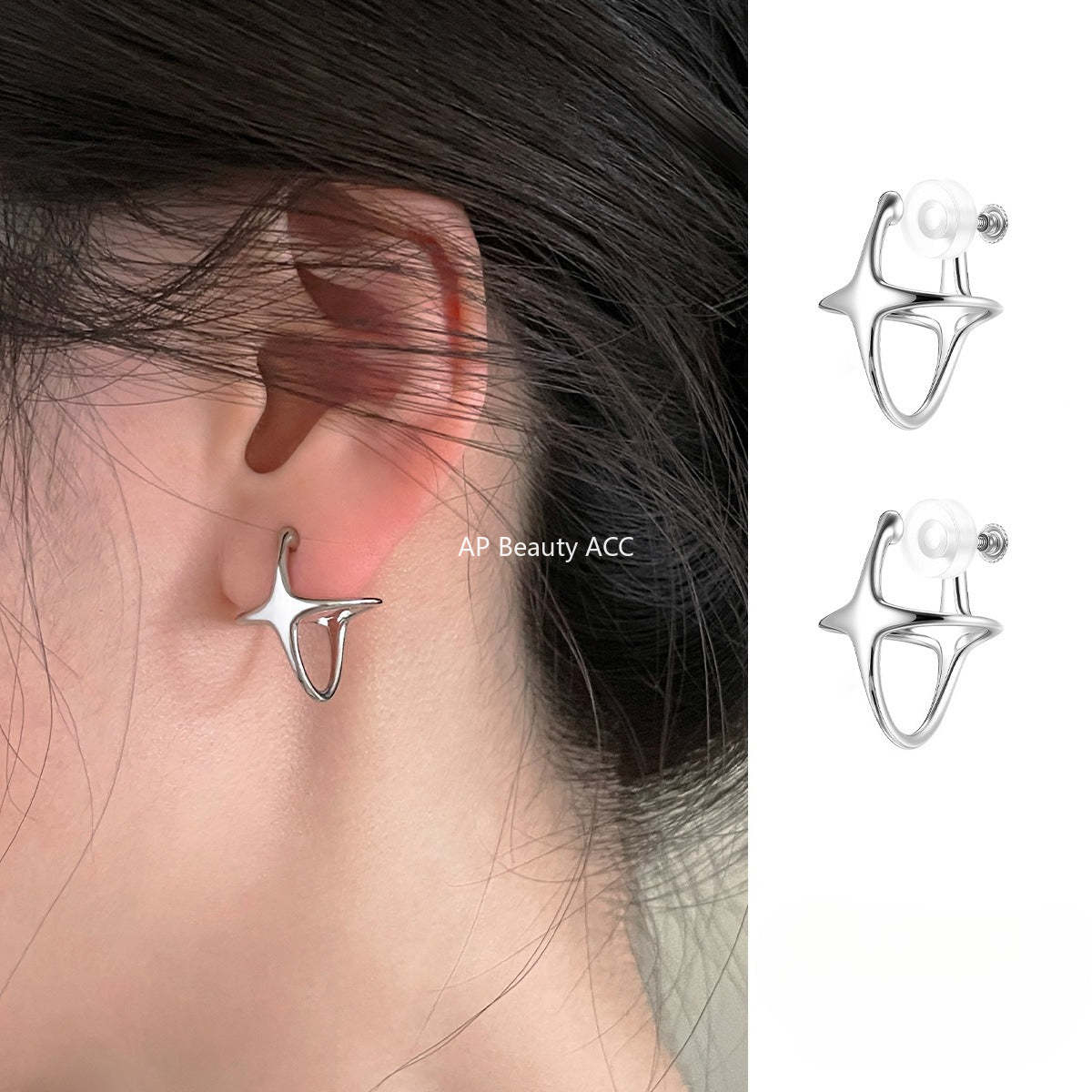 A관 - 사각별 링 디자인 귀찌 귀걸이 [EJ-58] 25.12-3