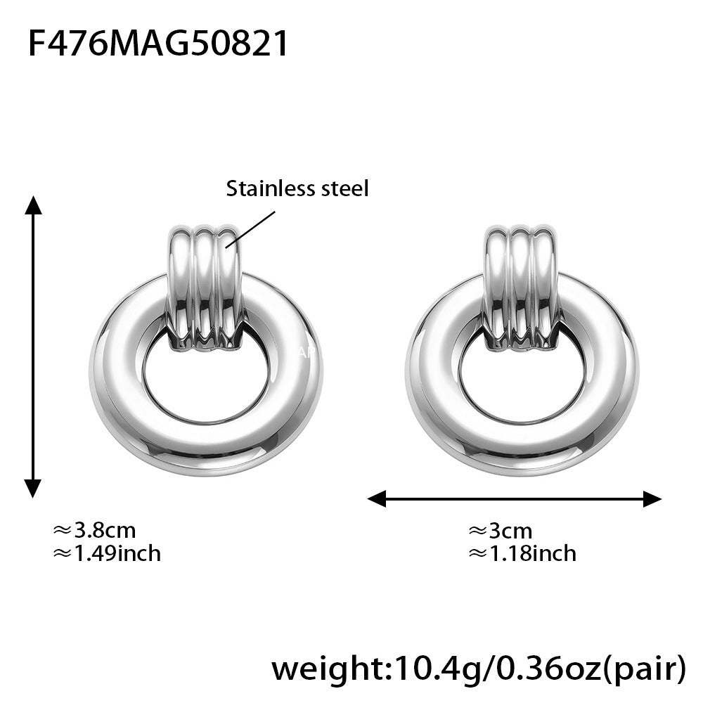 D관 - 스테인리스 스틸 18K 도금 더블 링 드롭 귀걸이 [F475-F476-F483] 25.08-5