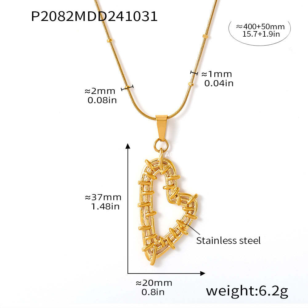 D관 - 프렌치 럭셔리 더블 하트 화이트 쉘 스테인리스 스틸 PVD 18K 도금 귀걸이 목걸이 [P2082-F760] 24.11-2