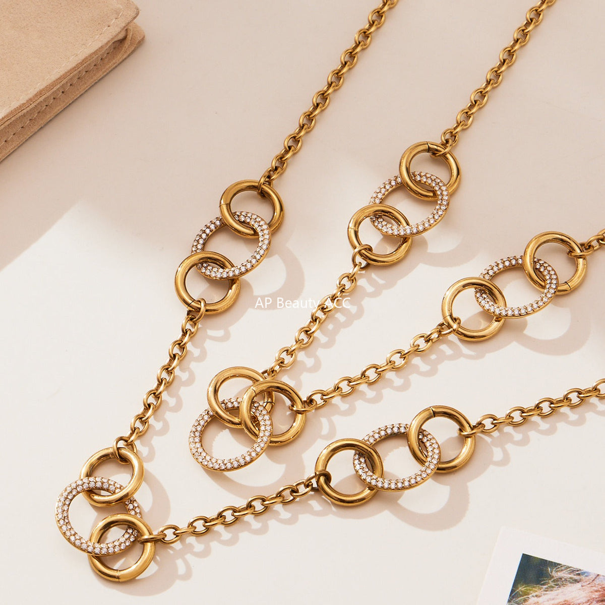 D관 - 스테인리스 스틸 큐빅 연결 링 디자인 목걸이 팔찌 [TXP436] 25.10-3