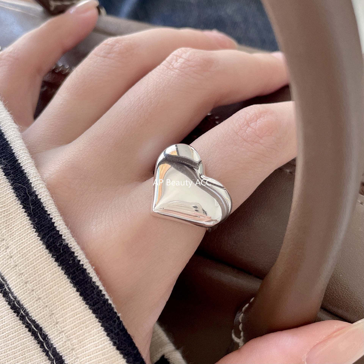 F관 - 925 실버 빅 하트 오픈형 반지 [J1901] 25.12-2