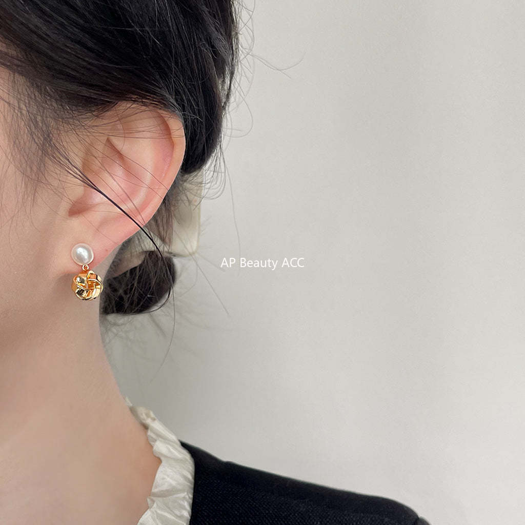 C관 - 담수 진주 고급스러운 14K 도금 은침 귀걸이 [4057] 24.05-4