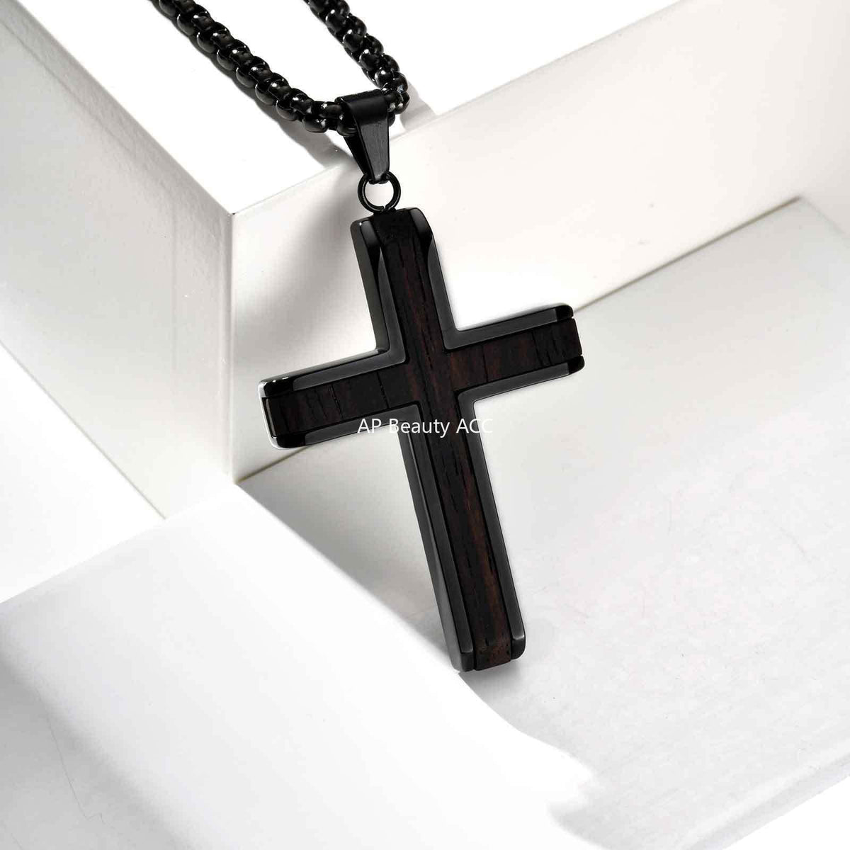 G관 - 흑단 유광 심플 십자가 펜던트 목걸이 [PN-2209] 25.10-4