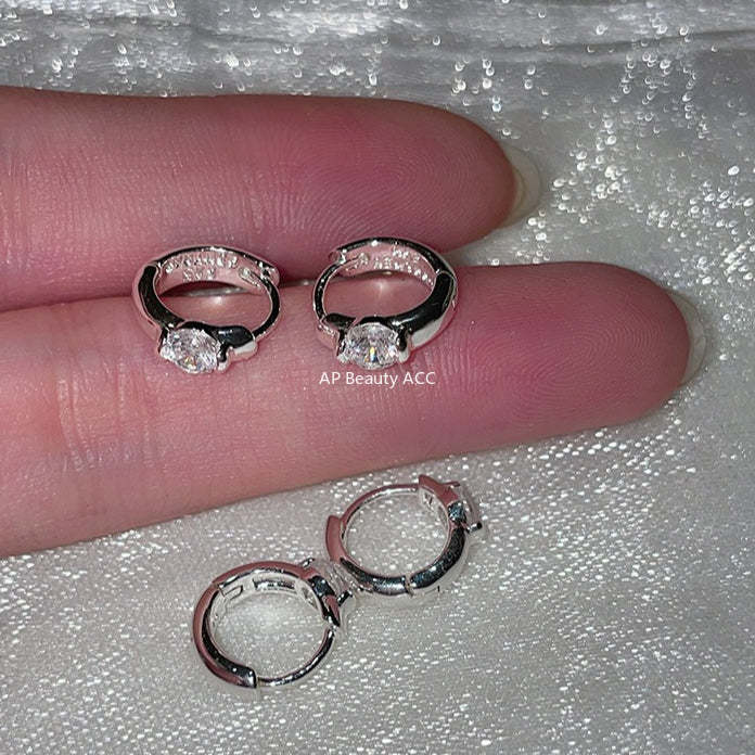 A관 - 원형 큐빅 925 은침 링 귀걸이 [EH-3522.SJ] 25.12-2