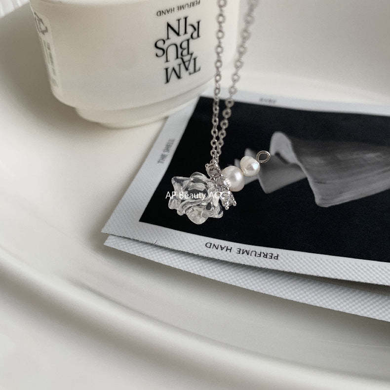 A관 - 백수정 담수진주 펜던트 925 실버 목걸이 [1497] 25.11-3