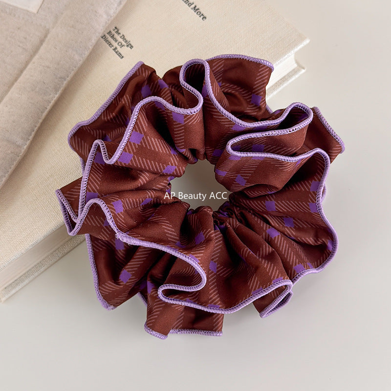 E관 - 체크무늬 디자인 대형 곱창 헤어밴드 [27536] 25.10-1