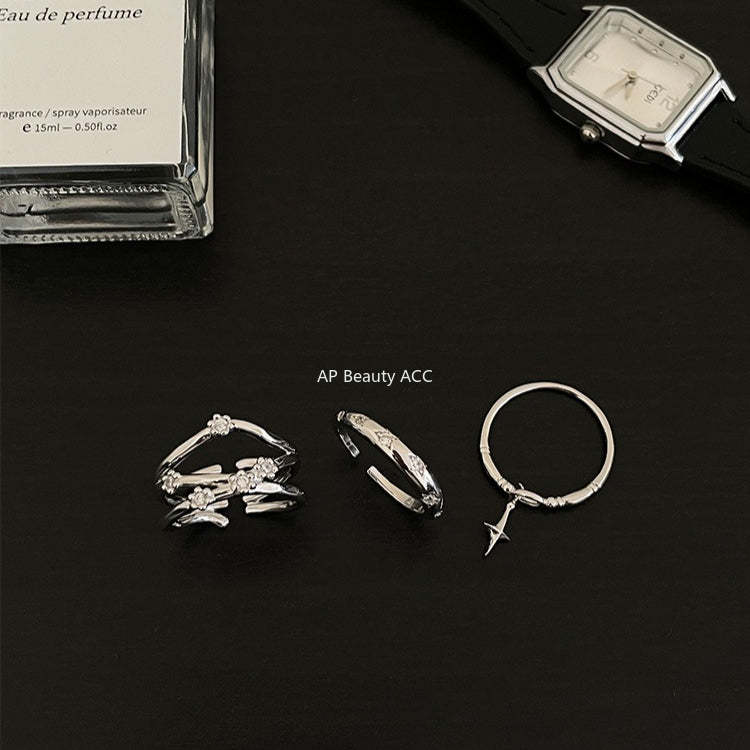 A관 - 925 실버 별 펜던트 큐빅 오픈형 반지 [JZ-0720] 25.10-5