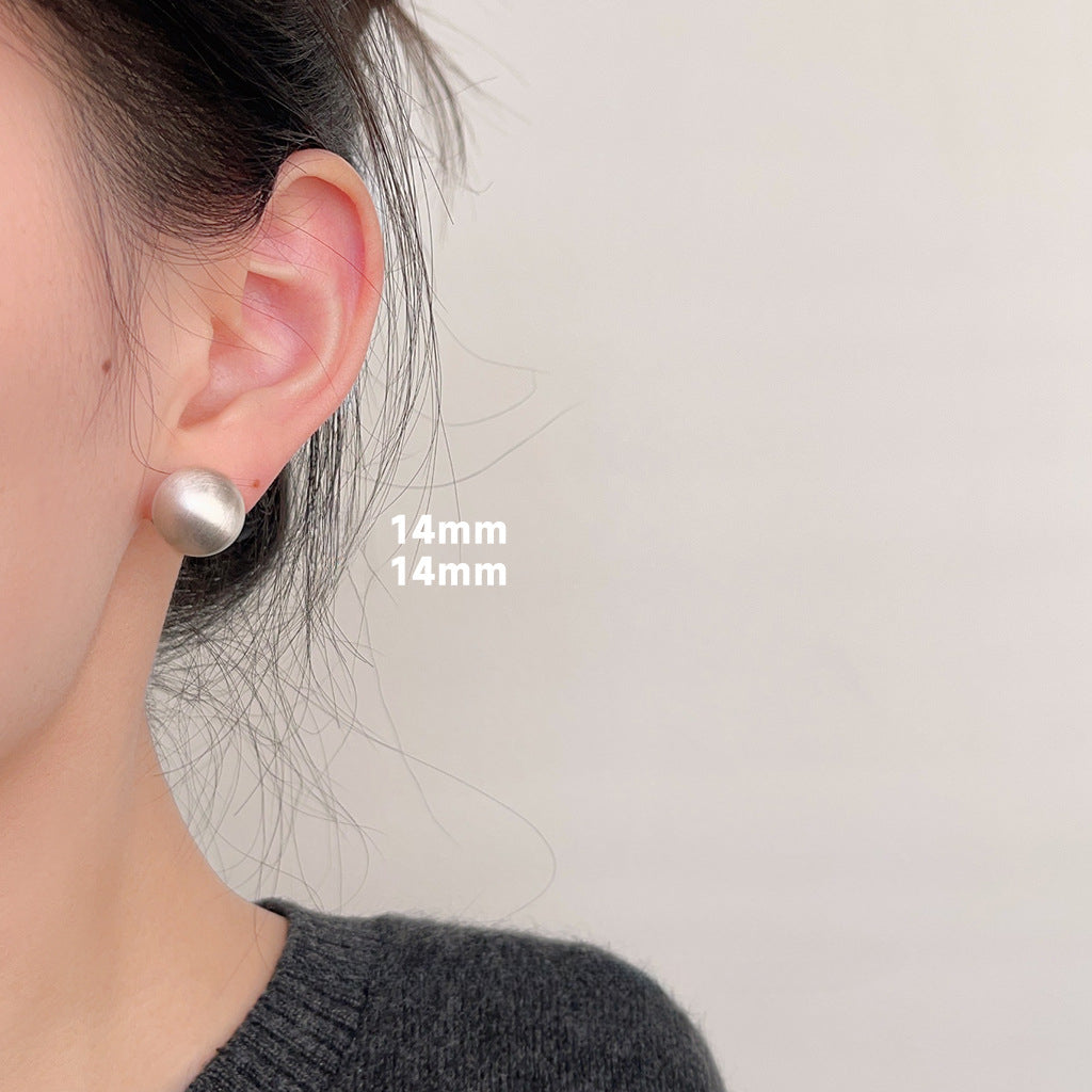 C관 - 실버 브러쉬 공 모양 심플한 데일리 귀걸이 [3536-3540] 24.01-2