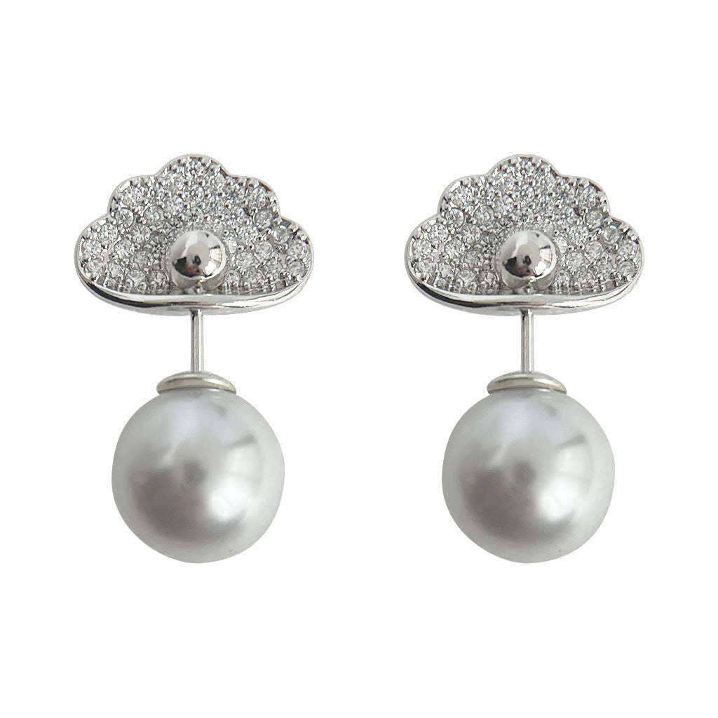 C관 - 미니 큐빅 흰 구름 은침 귀걸이 개성 있는 인스타그램 스타일 귀걸이 [4039] 24.05-2