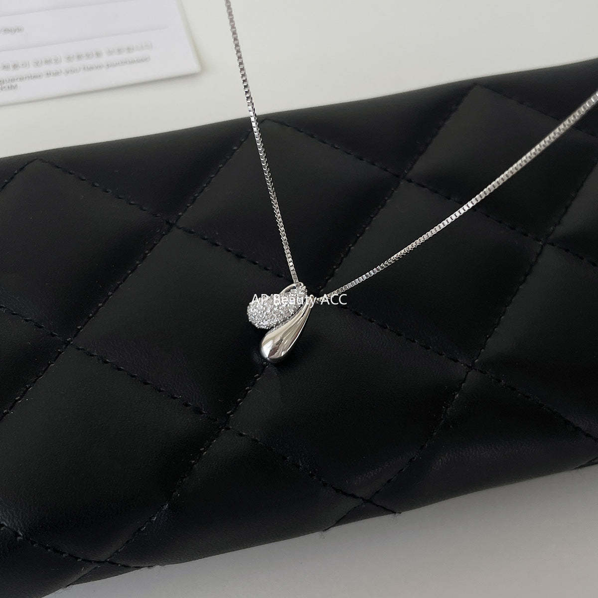 A관 - 925 실버 물방울 큐빅 하트 펜던트 목걸이 [XL-1217] 25.10-4