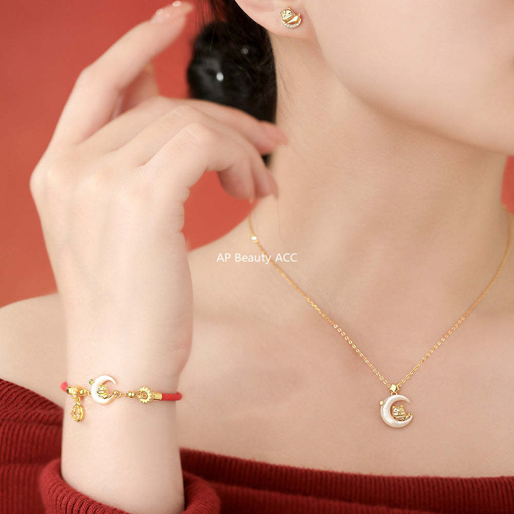 B관 - 925 실버 달 말 디자인 목걸이 팔찌 귀걸이 [YC3353N_1 YC7046E_1 YC4915SL_1] 25.12-1