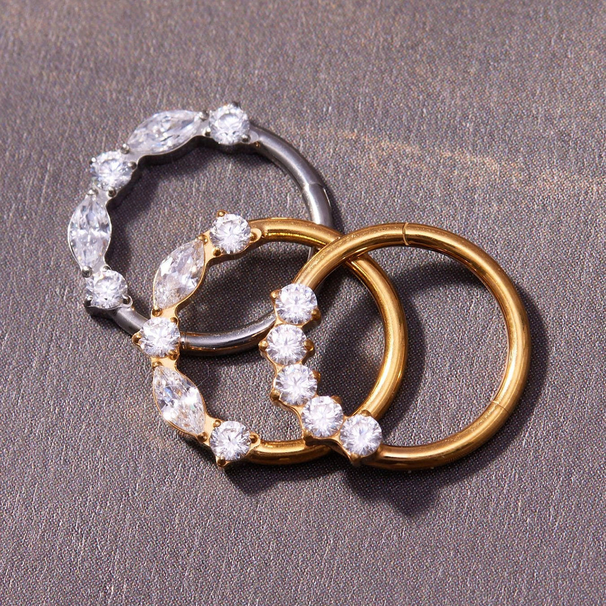 D관 - 티타늄 합금 스틸 큐빅 심리스 링 코 피어싱 [T001] 25.11-2