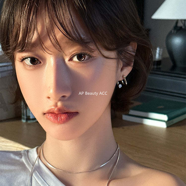A관 - 925 은침 라인 곡선 디자인 큐빅 귀걸이 [EH-4049] 25.10-5